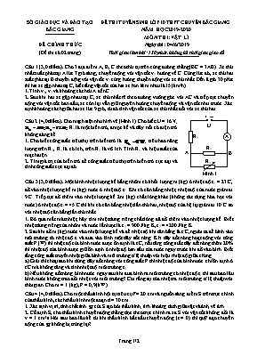 Đề thi tuyển sinh vào Lớp 10 THPT chuyên Bắc Giang môn Vật lý - Năm học 2019-2020 - Sở giáo dục và đào tạo Bắc Giang